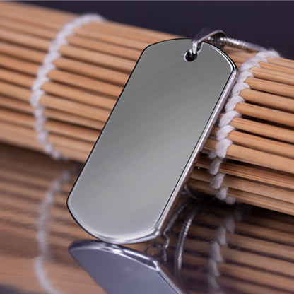 Rockyu ネックレス メンズ タングステンプレート 長方形ペンダント ベネチアンチェーン