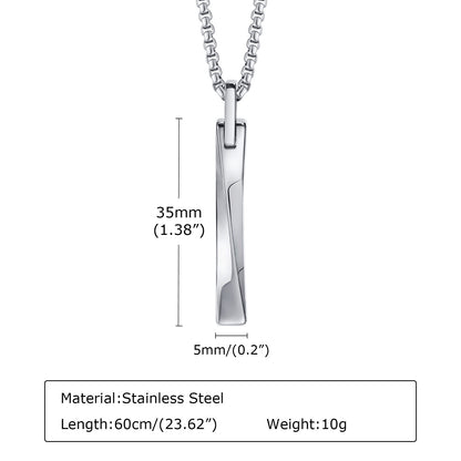 Rockyu メンズ バーネックレス シンプル ステンレススティックペンダント アレルギー対応