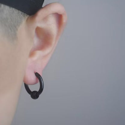 Rockyu メンズピアス フープ 両耳用 17mm リングピアス ステンレス製 シンプル 金属アレルギー対応