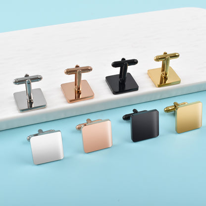 Rockyu メンズ カフスボタン 四角プレーンデザイン 鏡面仕上げ 4色展開 ビジネス＆フォーマル