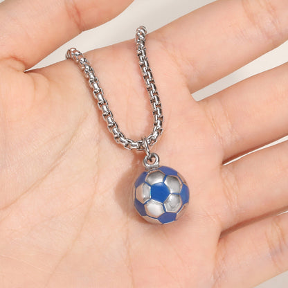 Rockyu メンズネックレス サッカーボールペンダント ステンレス 金属アレルギー対応 スポーツ応援ギフト