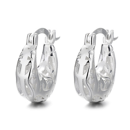 Rockyu シルバー925 月牙モチーフ透かし彫りフープピアス 小ぶりエレガントデザイン