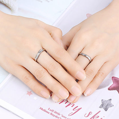 Rockyu 指輪 ペアリング フリーサイズ シルバー925 刻印入り シンプルデザイン 結婚・記念日用