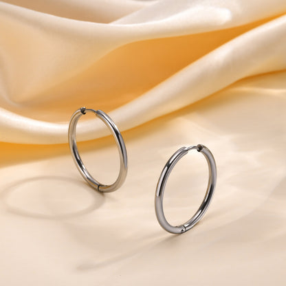 Rockyu フープピアス レディース メンズ ユニセックス シンプル ゴールド＆シルバー 11mm〜30mm