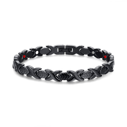 Rockyu ブレスレット レディース 磁気 シルバー＆ゴールド ゲルマニウム 健康ステンレス腕輪