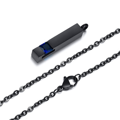 Rockyu メモリアルネックレス スティックペンダント 遺骨収納 ジルコニア付き 防水 ステンレス製