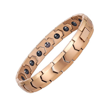 Rockyu ブレスレット メンズ 18K チタン製 磁気 ゲルマニウム ピンクゴールド＆シルバー ヨーロピアンスタイル