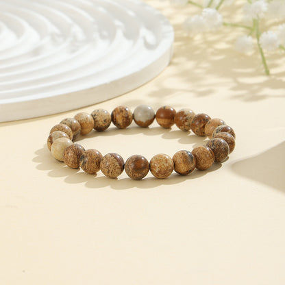 Rockyu ブレスレット レディース 天然石 ビーズブレスレット 瑪瑙 オニキス アンティーク風