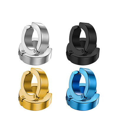 Rockyu フェイクピアス メンズ レディース フープ イヤーカフ ノンホール 黒 青 金 シルバー アレルギー対応