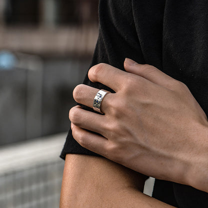 Rockyu メンズリング フリーサイズ キャットデザイン シルバー光沢仕上げ