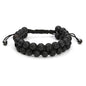 Rockyu メンズブレスレット 編み込み レザー 火山石 黒紫 数珠2連ブレスレット浄化用さざれ 調節可能 カジュアル 人気アクセサリー