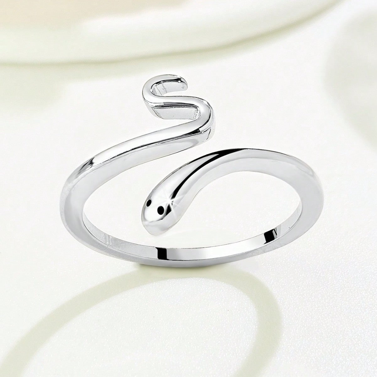 Rockyu スネークリング S925シルバー フリーサイズ レディース蛇モチーフ指輪