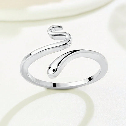 Rockyu スネークリング S925シルバー フリーサイズ レディース蛇モチーフ指輪