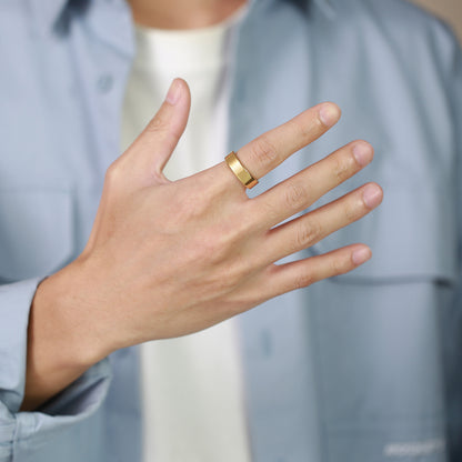 Rockyu 指輪 タングステン ゴールド 平打ちリング 幅2mm 4mm 6mm 8mm メンズ レディース対応