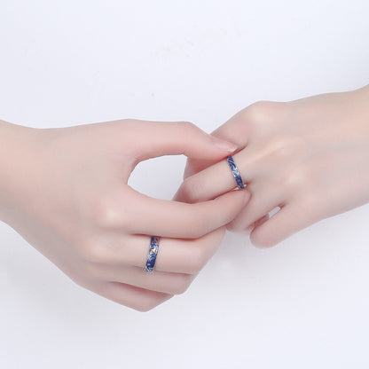 Rockyu 星空リング レディース フリーサイズ 月と星モチーフ シルバー925