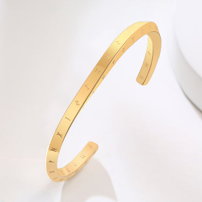 Rockyu ブレスレット メンズ モービウスデザイン バイキング符号 ステンレス オープン C型