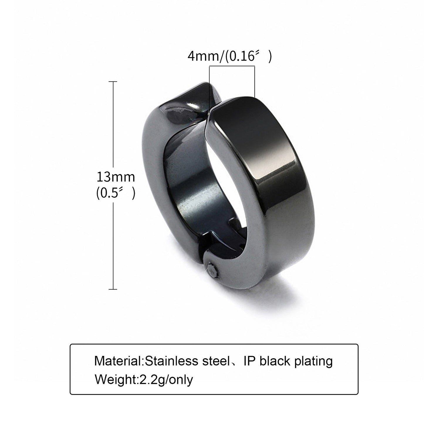 Rockyu ピアス メンズ レディース フープ シルバー ブラック ゴールド ステンレス 金属アレルギー対応