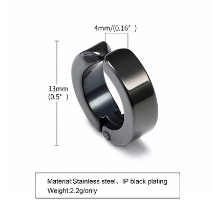 Rockyu ピアス メンズ レディース フープ シルバー ブラック ゴールド ステンレス 金属アレルギー対応