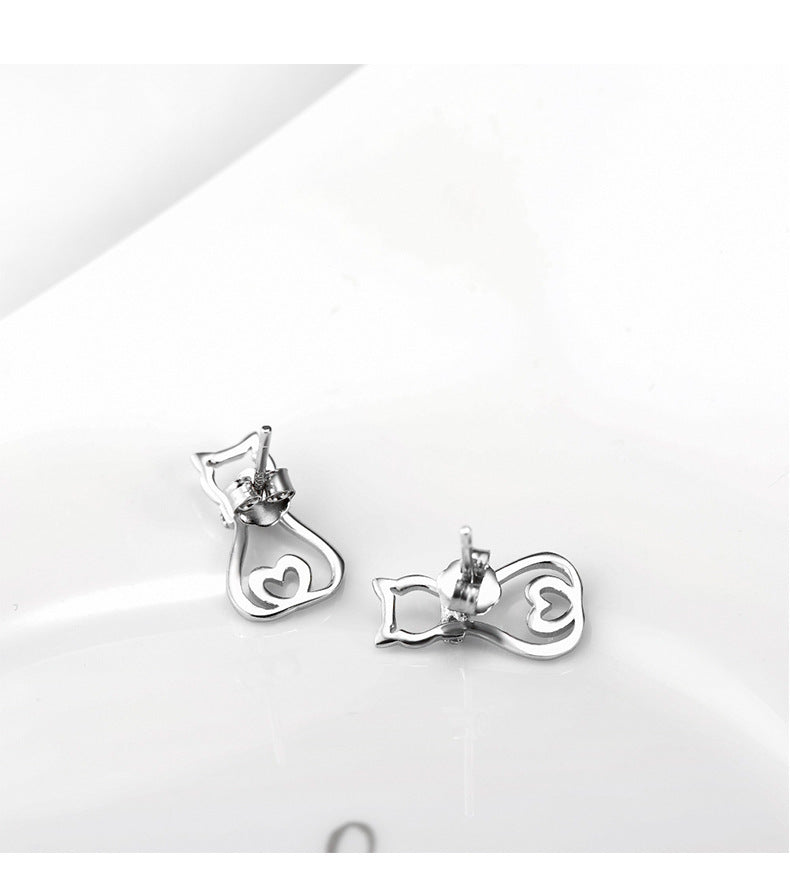 Rockyu 猫モチーフ シルバー925 ピアス レディース｜キュートで上品なハワイアン風アクセサリー