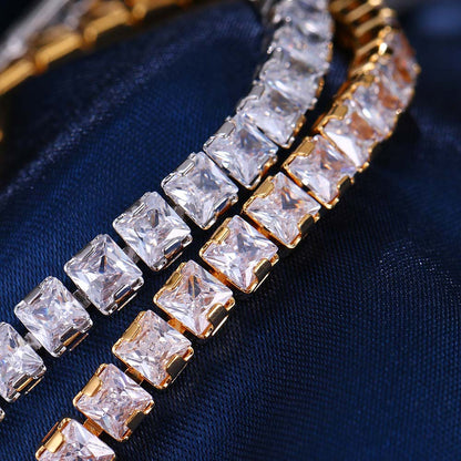 Rockyu ブレスレット レディース テニスチェーン 5Aジルコニア使用 キラキラバングル ゴールド＆シルバー展開