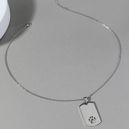 Rockyu ネックレス メンズ レディース シルバー 足跡モチーフ チタン ペンダント