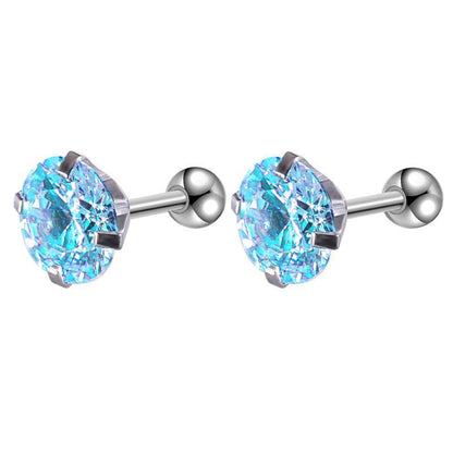 Rockyu レディースピアス シルバー925 スタッドタイプ カラフルクリスタル 多形カット ジュエリー