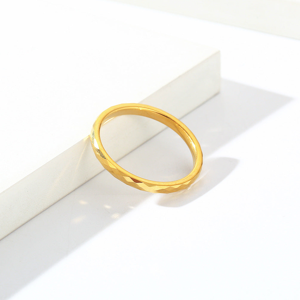 Rockyu リング メンズ 多面カット ゴールド シルバー ピンクゴールド タングステン