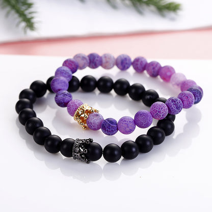 Rockyu ブレスレット レディース メンズ 2連 数珠 ビーズ 天然石 瑪瑙 クリスタル パワーストーン 開運アクセサリー