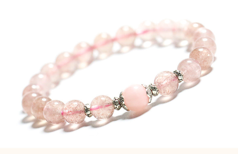 Rockyu ブレスレット レディース ピンククリスタル 天然石 ビーズ 数珠ブレス おしゃれアクセサリー