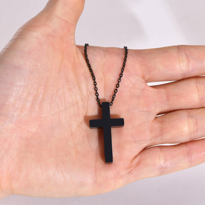 Rockyu クロスネックレス メンズ ステンレス製 十字架ペンダント チェーン付き 4色展開