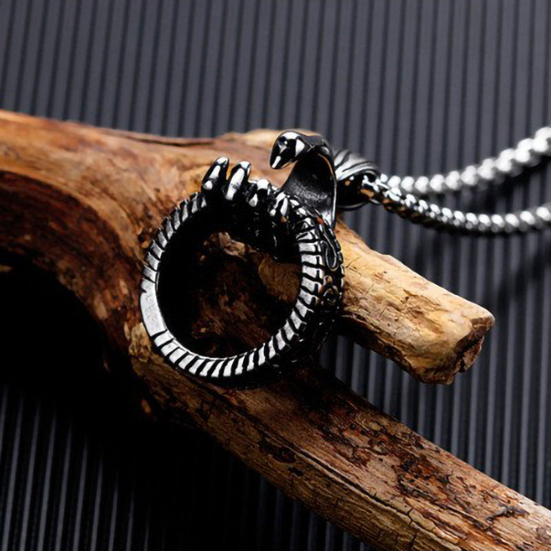 Rockyu ネックレス メンズ ステンレス スカルハンド リングペンダント シルバー ジュエリー