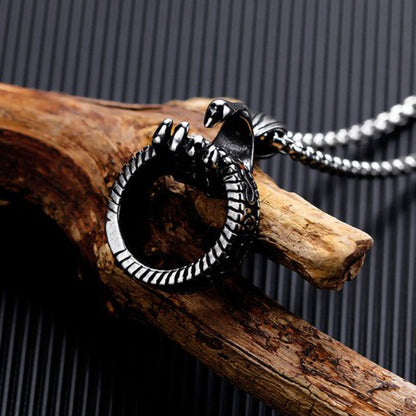 Rockyu ネックレス メンズ ステンレス スカルハンド リングペンダント シルバー ジュエリー