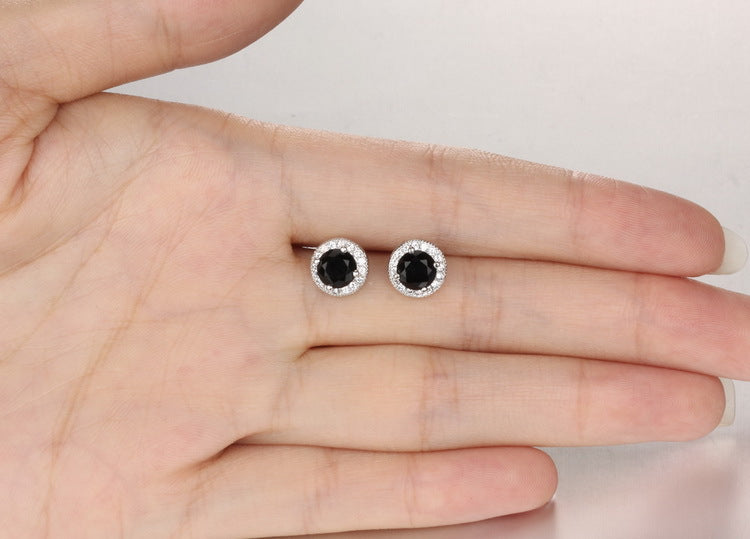 Rockyu ピアス レディース 18金仕上げ 大粒ジルコニア ゴールド＆シルバー＆ブラック 韓国風