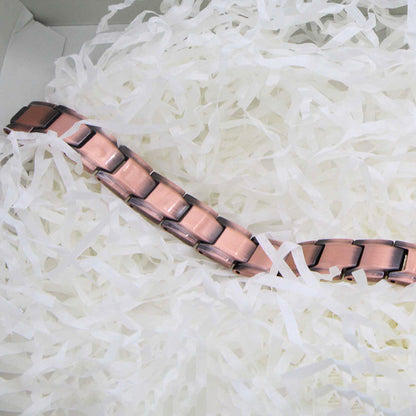 Rockyu メンズ ブレスレット 磁気 ピンクゴールド 銅製 シンプル カジュアル