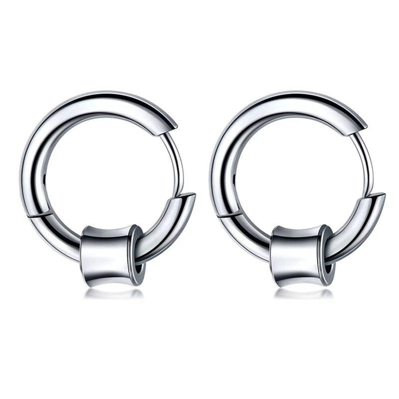 Rockyu フープピアス メンズ レディース シルバー ステンレス 中折れ リング