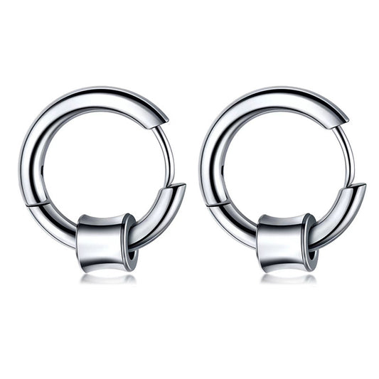 Rockyu フープピアス メンズ レディース シルバー ステンレス 中折れ リング