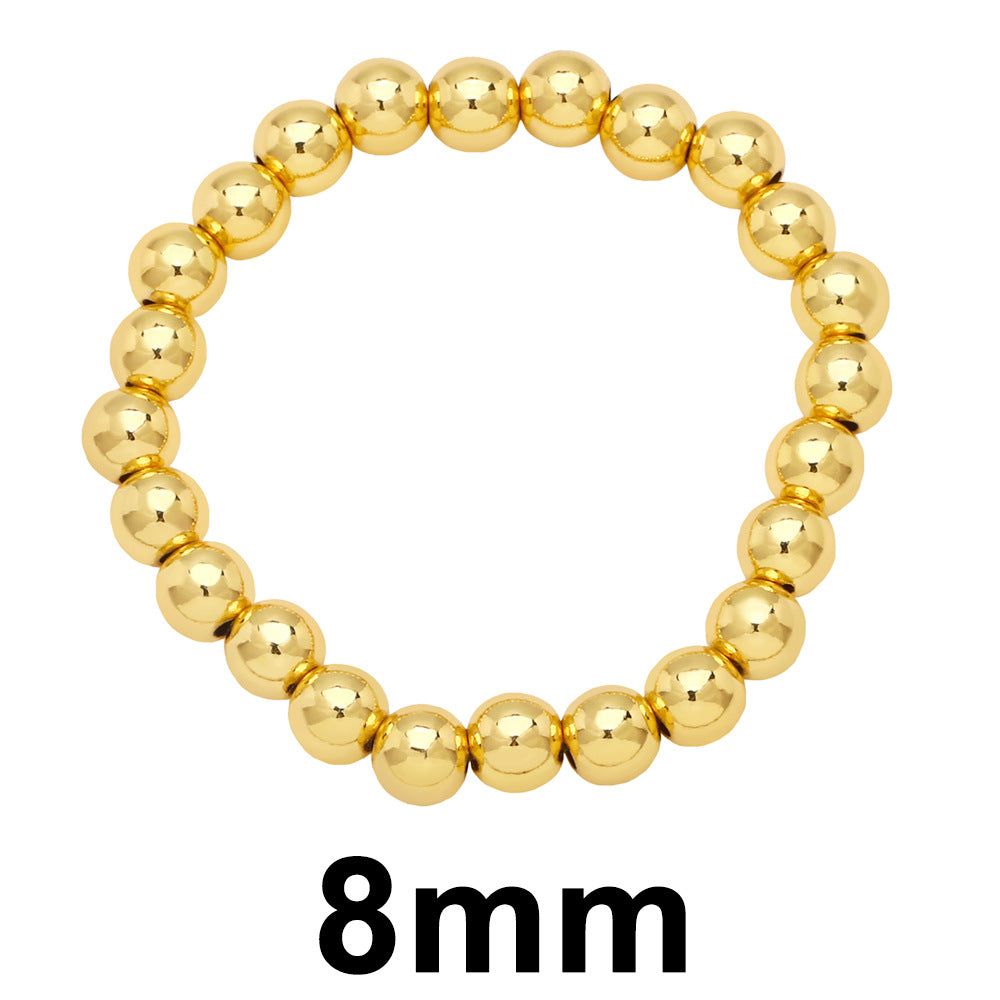 Rockyu ブレスレット レディース ステンレス 数珠風 ゴールド調 金属アレルギー対応 高級感