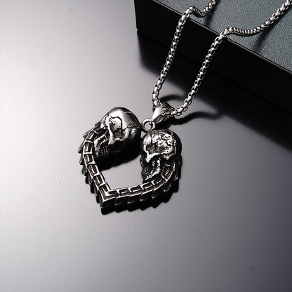 Rockyu ネックレス メンズ ステンレス製 髑髏ハートペンダント ロック風 金属アレルギー対応 ギフト