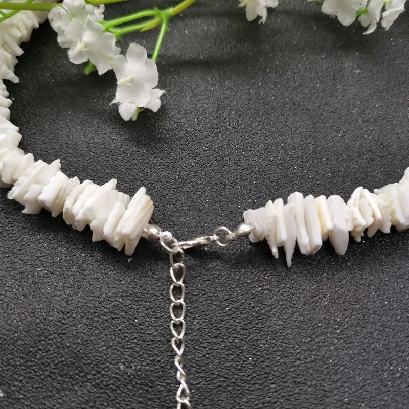 Rockyu ハワイアンジュエリー レディース 貝殻ネックレス ボヘミアン風 天然シェル 40cm