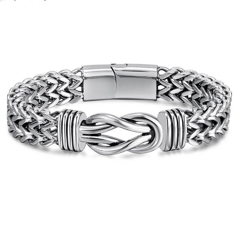 Rockyu ブレスレット メンズ 幅広チェーン ステンレス製 アレルギー対応 シルバー