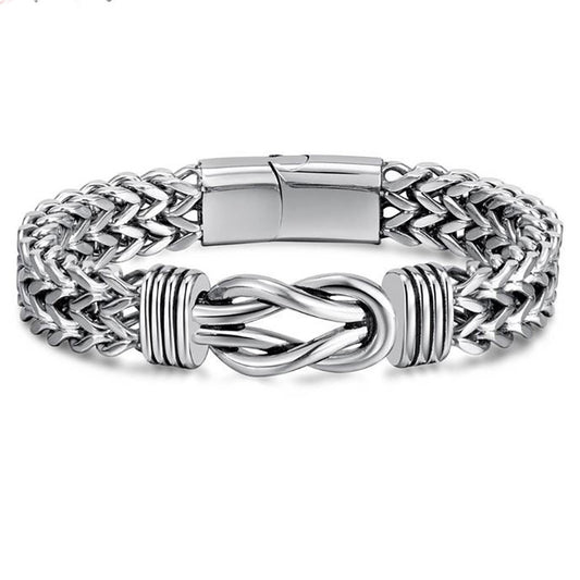 Rockyu ブレスレット メンズ 幅広チェーン ステンレス製 アレルギー対応 シルバー