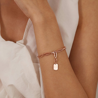 Rockyu ブレスレット レディース ピンクゴールド チタン製 幸運チャーム付き