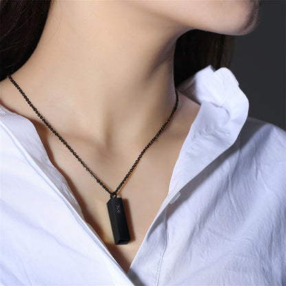 Rockyu メモリアルネックレス スティック型 遺骨ペンダント ジルコニア入り ステンレス製 3色展開