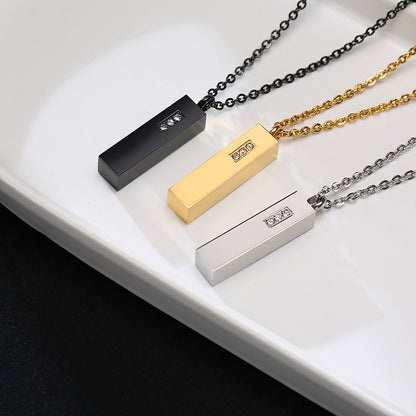 Rockyu メモリアルネックレス スティック型 遺骨ペンダント ジルコニア入り ステンレス製 3色展開