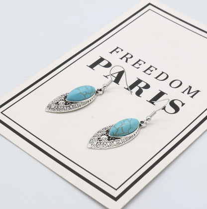 Rockyu ピアス レディース ターコイズ 雫型 シルバー925 フック 揺れるタイプ