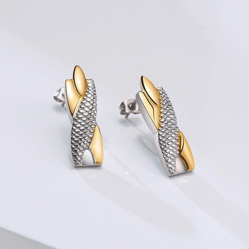 Rockyu メンズピアス チタン製 黒金デザイン 揺れる磁気ピアス 両耳セット