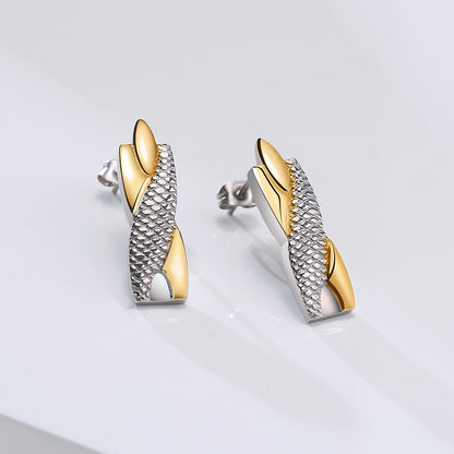 Rockyu メンズピアス チタン製 黒金デザイン 揺れる磁気ピアス 両耳セット