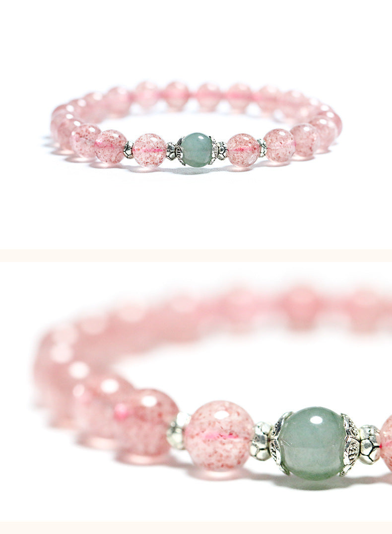 Rockyu ブレスレット レディース ピンククリスタル 天然石 ビーズ 数珠ブレス おしゃれアクセサリー