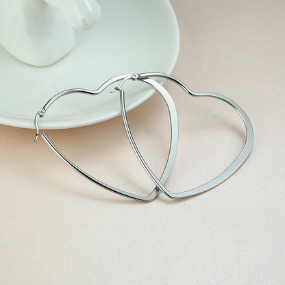 Rockyu オープンハート フープピアス 大ぶり レディース アレルギー対応 18Kコーティング シンプル おしゃれ