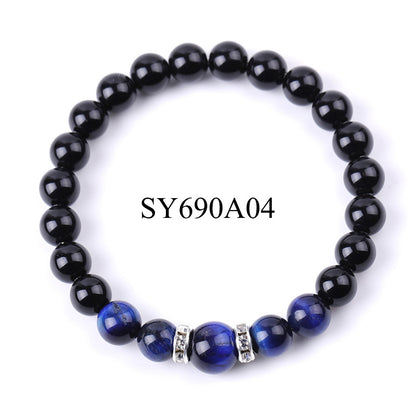 Rockyu パワーストーンブレスレット メンズ レディース 虎目石 厄除け 数珠 天然石ビーズアクセサリー